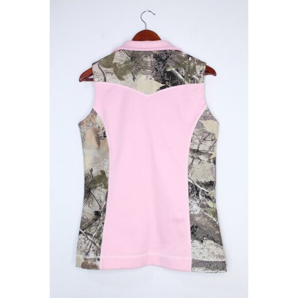 Roper Camo Women's Vest M Pink Brown Western 2 pockets Zip Up Outdoors Hunting - Picture 4 of 13